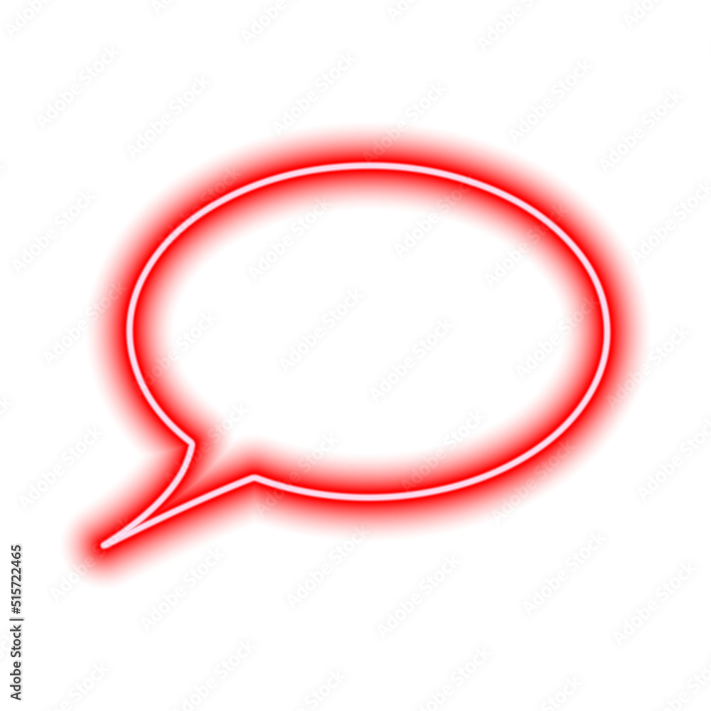 Blank speech bubble isolated on white. Neon red contour Blank speech bubble isolated on white. Neon red contour