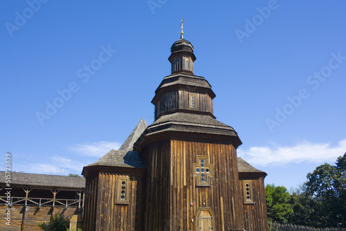 Wooden Church in Baturin Fortress, Ukraine photo