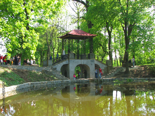 Chinese bridge in the Alexandria park in Belaya Tserkov, Ukraine	
 photo