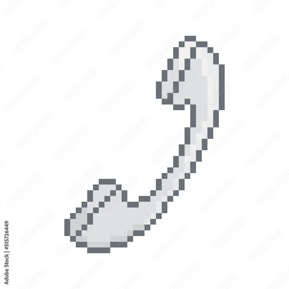 Gray phone vector icon. Pixel art. 8 bit logo. eps10