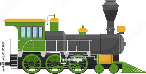 Vintage steam locomotive vector illustration isolated on white background