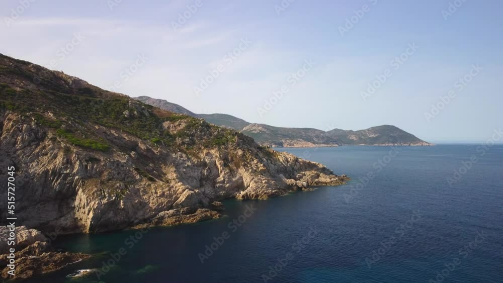 Aerial view along the rocky coastline of the west coast of Corsica between Calvi and Galeria Aerial view along the rocky coastline of the west coast of Corsica between Calvi and Galeria