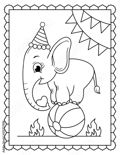 Baby Elephant cartoon funny coloring page for kids. coloring and activity pages for kids