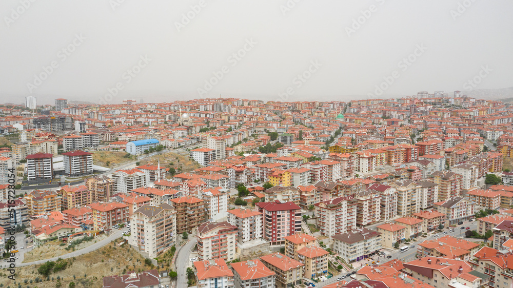 Aerial view of destroyed and ruin slums.Ankara TURKEY.
