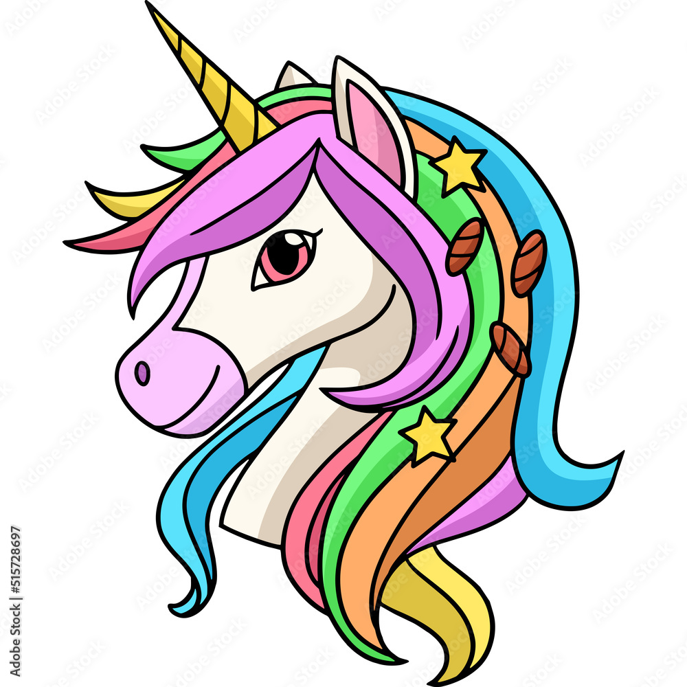 Unicorn Head Cartoon Colored Clipart Stock Vector | Adobe Stock