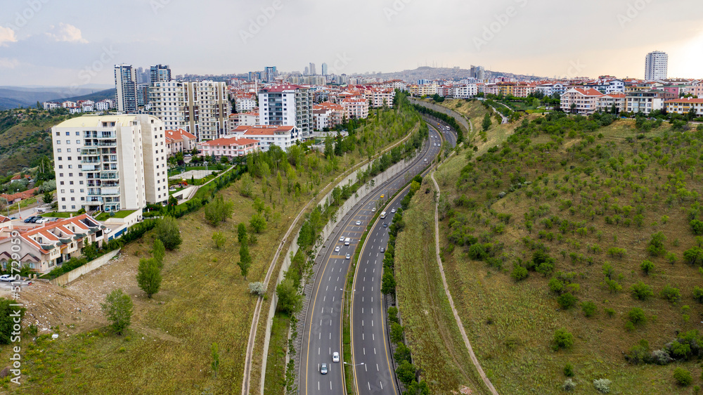 Aerial view of Ankara,TURKEY.City landscape.