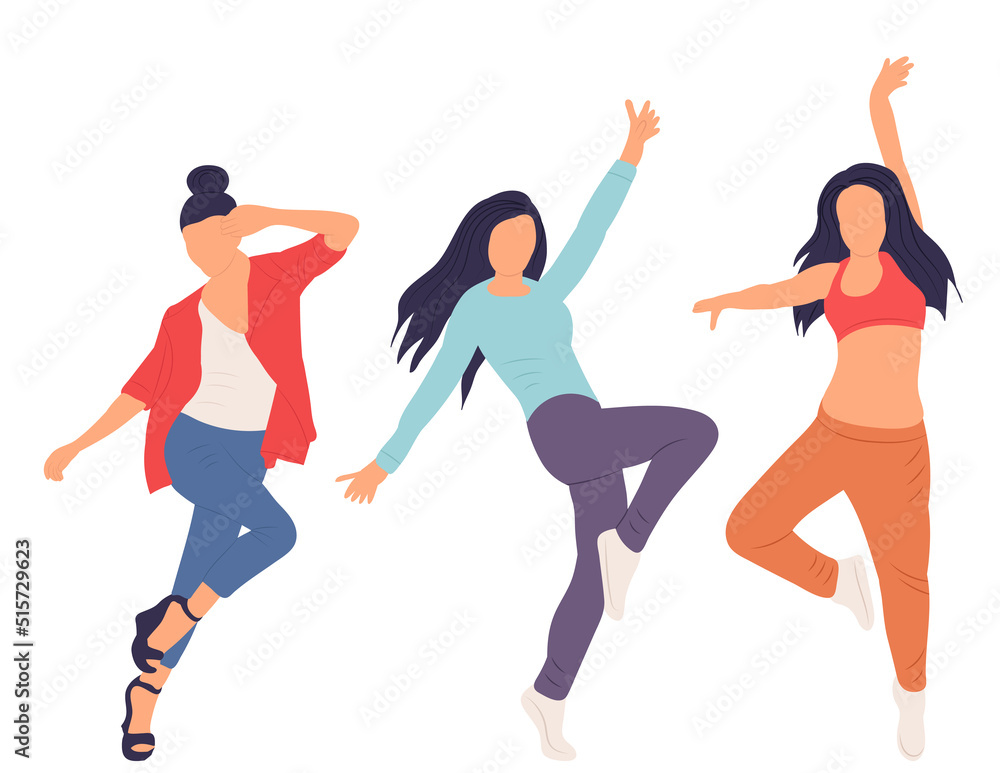 women dancing in flat style, isolated, vector women dancing in flat style, isolated, vector