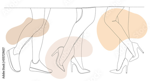 legs drawing by one continuous line, vector