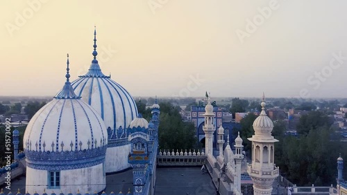 Aerial view of Bhong Masjid Pakistan. A marvel of architecture donated by M. Ghazi to the city of Bhong Sharif, 27 km from Sadikabad city of RYK district in Punjab, Pakistan. photo