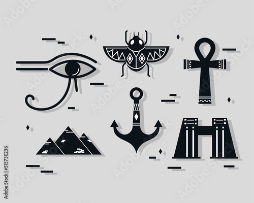 six egypt culture silhouettes