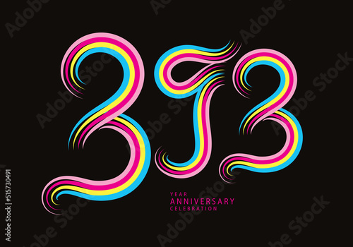 393 number design vector, graphic t shirt, 393 years anniversary celebration logotype colorful line,393th birthday logo, Banner template, logo number elements for invitation card, poster, t-shirt.