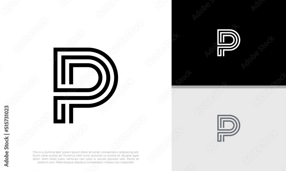 Fototapeta premium Initials P logo design. Initial Letter Logo. Innovative high tech logo template.