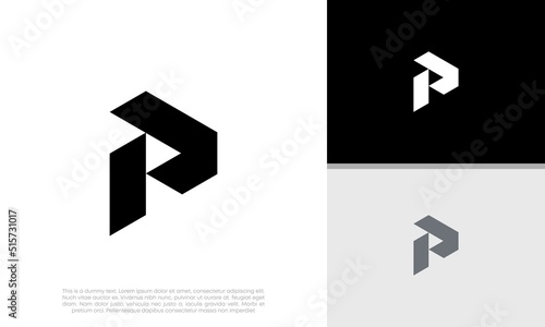 Initials P logo design. Initial Letter Logo. Innovative high tech logo template.
