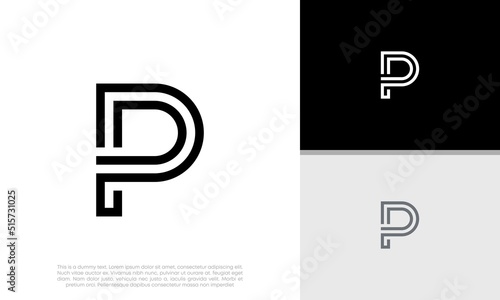 Initials P logo design. Initial Letter Logo. Innovative high tech logo template.