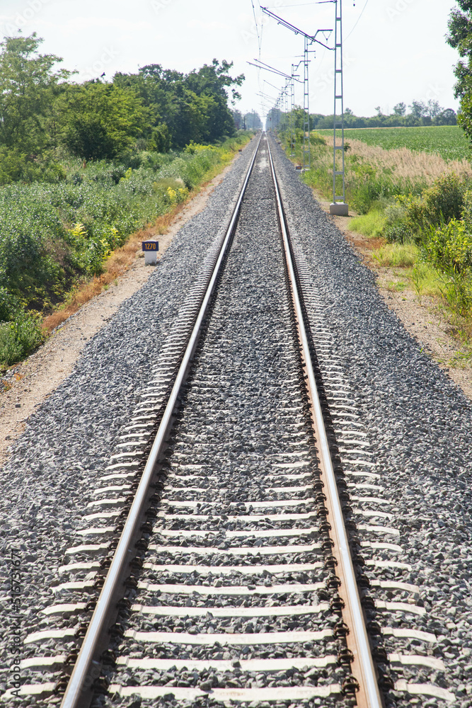 train tracks slow travel concept