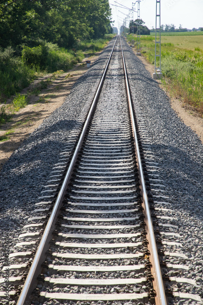 train tracks slow travel concept