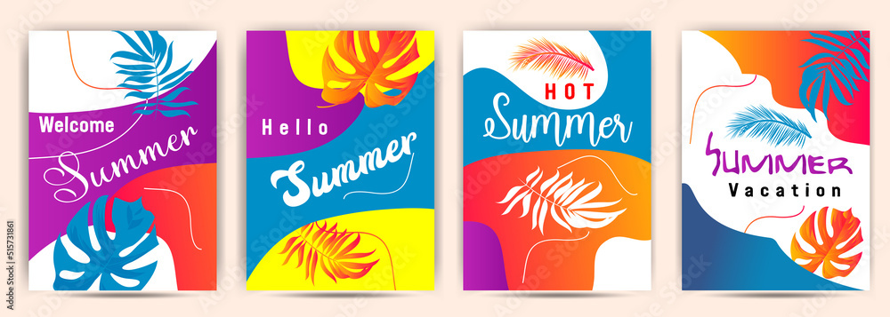 Summer sale banner template promotion with product 3d Product display. Hello summer holiday beach horizontal banner. Hi Summer vacation Discount travel poster. Colorful tropical sea beach Landscape.