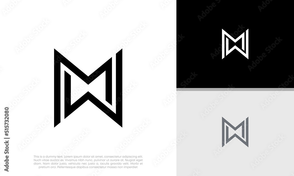 Initials M. MW logo design. Initial Letter Logo. Initials M. MW logo design. Initial Letter Logo.