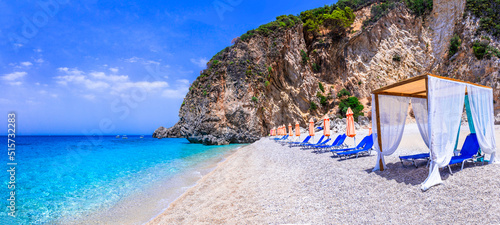 Fototapeta Naklejka Na Ścianę i Meble -  Greece. Best beaches of Corfu island. Stellaris paradise beach with crystal clear turquoise sea.  reachable only with a boats from Paleokastritsa.
