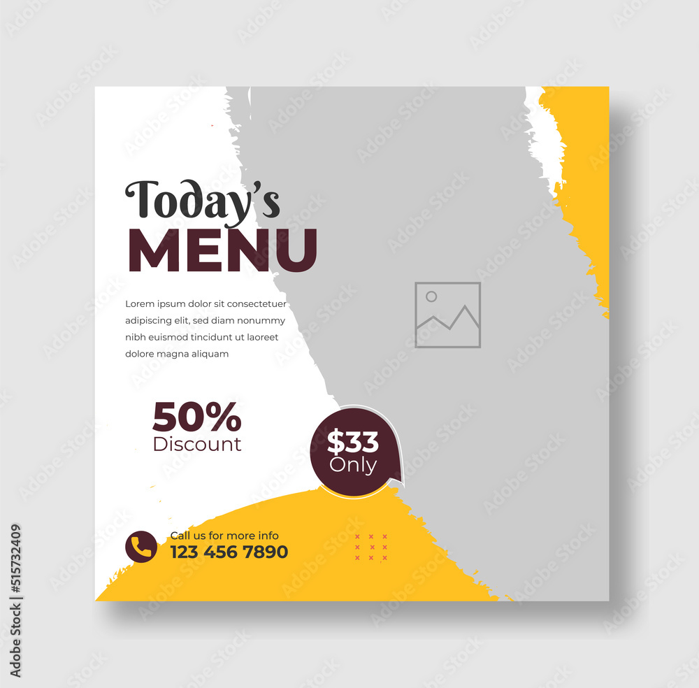 Healthy special food menu promotion social media flyer or instagram post template