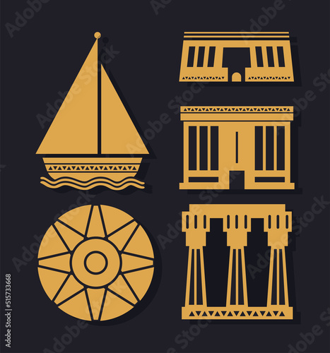 five egypt culture silhouettes