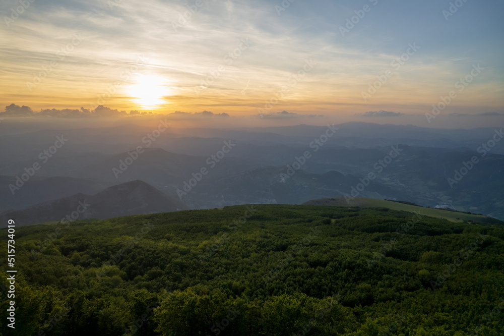 Aerial view of monte Nerone in Marche region in Italy
