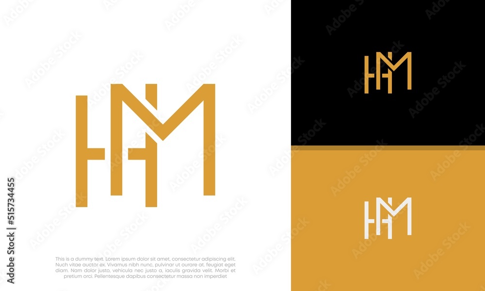 Initials HM logo design. Initial Letter Logo. Initials HM logo design. Initial Letter Logo.