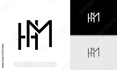 Initials HM logo design. Initial Letter Logo.	