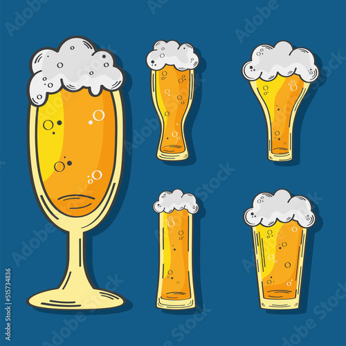 five beers drinks icons