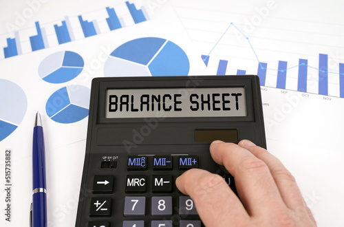 On documents with graphs and diagrams there is a calculator with the inscription - Balance sheet