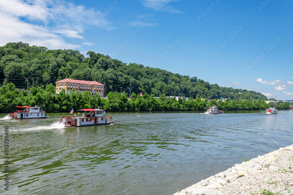 Aerial Photo of Sternwheel Boats