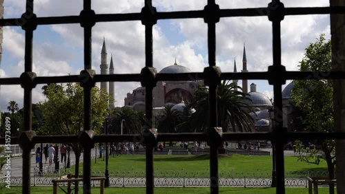 The view of Hagia Sophia from the courtyard of the Sultan Ahmet Mosque, Istanbul, Turkey photo