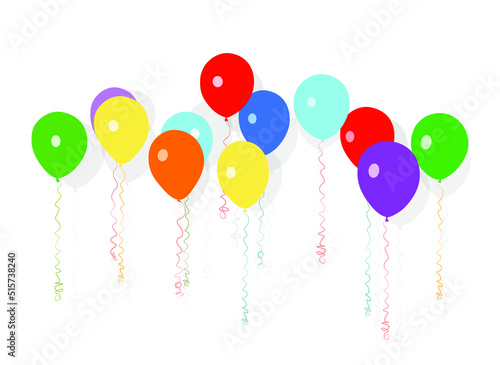 Different colorful balloons on white background. Vector illustration