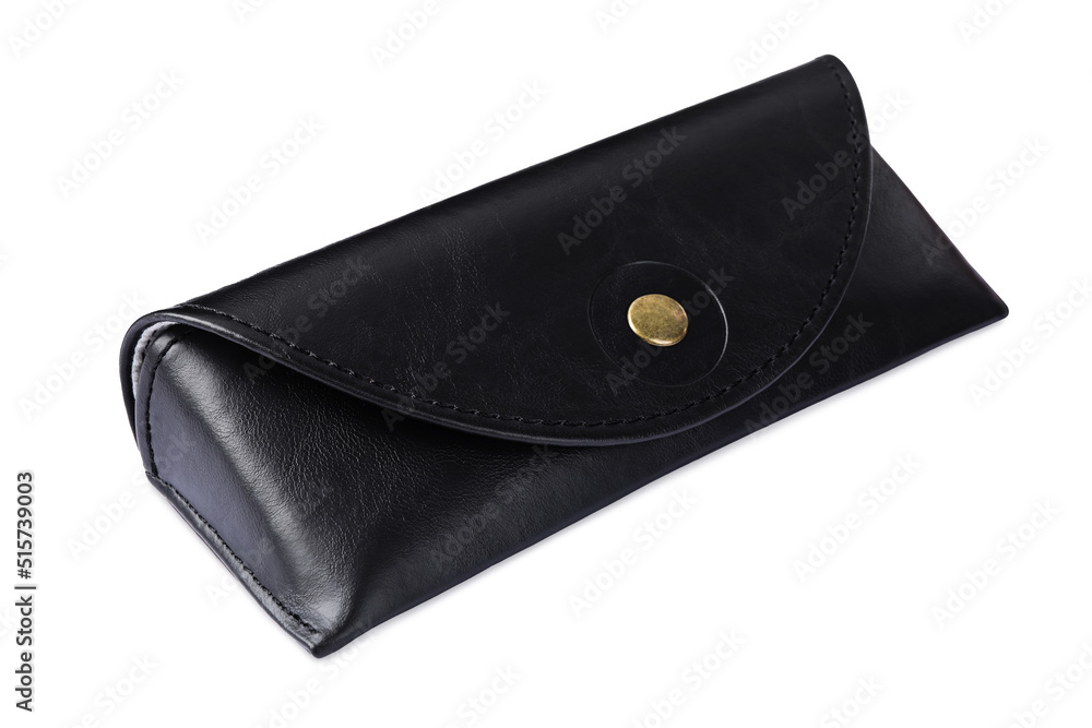 Black leather sunglasses case isolated on white Black leather sunglasses case isolated on white