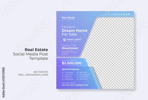 Real estate or property trendy editable template. house for sale social media post template