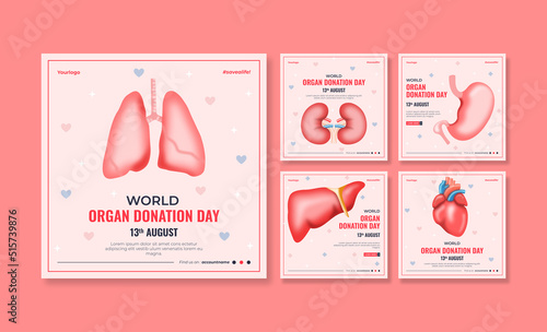 World organ donation day social media post. Social media template. Trendy editable social media template