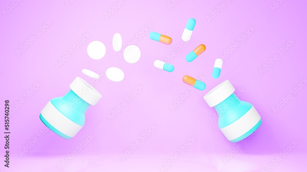 Pills and medicine, 3D Rendering, 3D Illustration Pills and medicine, 3D Rendering, 3D Illustration