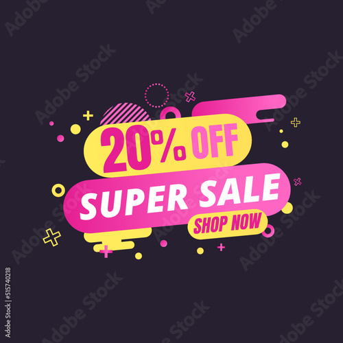 20  off  super sale Sale  special offer and sale banner. Buy now. Pink design  promotion  vector illustration. Twenty 
