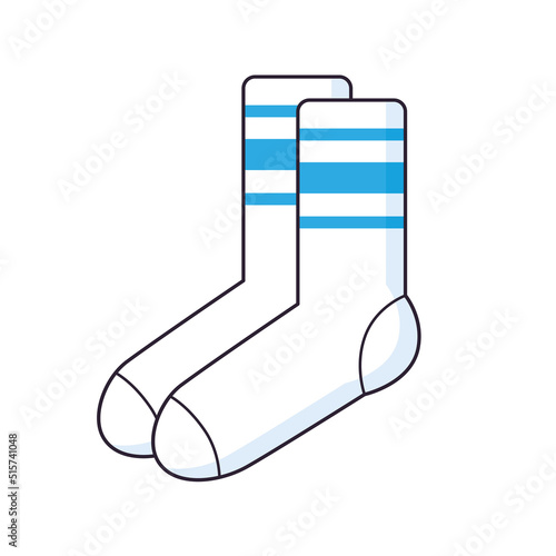 Pair of white socks with blue stripes isolated vector