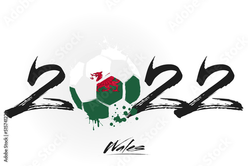 Obraz na plátně 2022 and soccer ball in flag colors of Wales