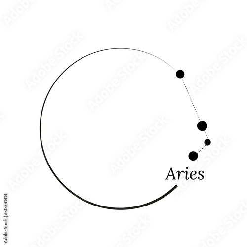 Round frame, wreath and Zodiac sign Aries. Vector illustration for advertising design, astrological, esoteric, magical seances, personality research