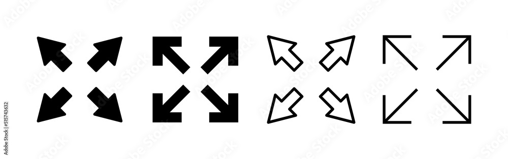 Fullscreen Icon vector. Expand to full screen sign and symbol. Arrows symbol Fullscreen Icon vector. Expand to full screen sign and symbol. Arrows symbol