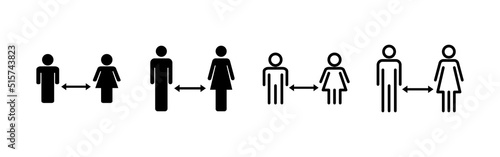 Social distancing vector. social distance sign and symbol. self quarantine sign