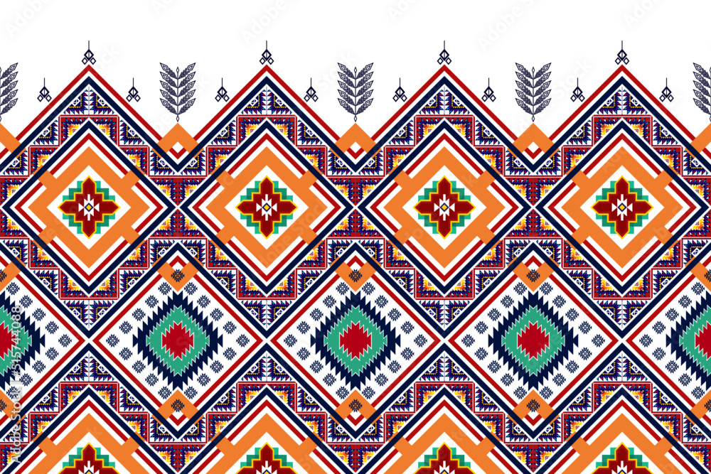 Ikat ethnic seamless pattern design. Aztec fabric carpet mandala ornaments textile decorations wallpaper. Tribal boho native ethnic turkey traditional embroidery vector background Ikat ethnic seamless pattern design. Aztec fabric carpet mandala ornaments textile decorations wallpaper. Tribal boho native ethnic turkey traditional embroidery vector background