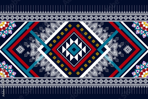 Ikat ethnic seamless pattern design. Aztec fabric carpet mandala ornaments textile decorations wallpaper. Tribal boho native ethnic turkey traditional embroidery vector background 