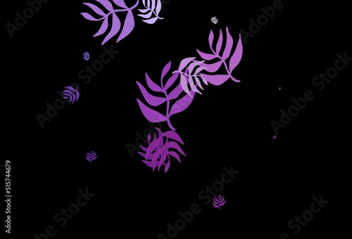 Dark Purple  Pink vector abstract backdrop with leaves.