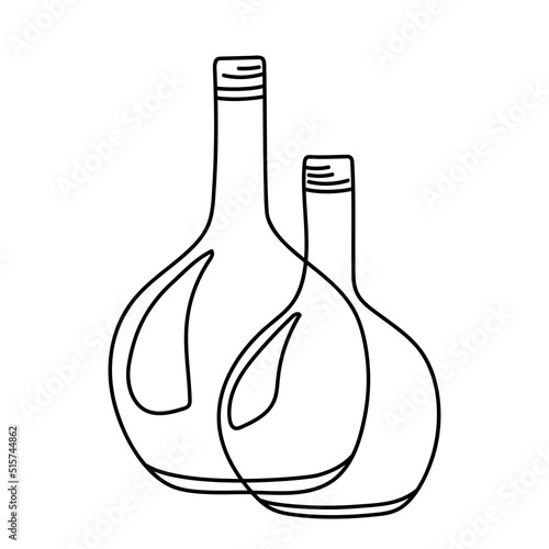 Vector illustration of a glass bottles in the doodle style isolated on a white background.