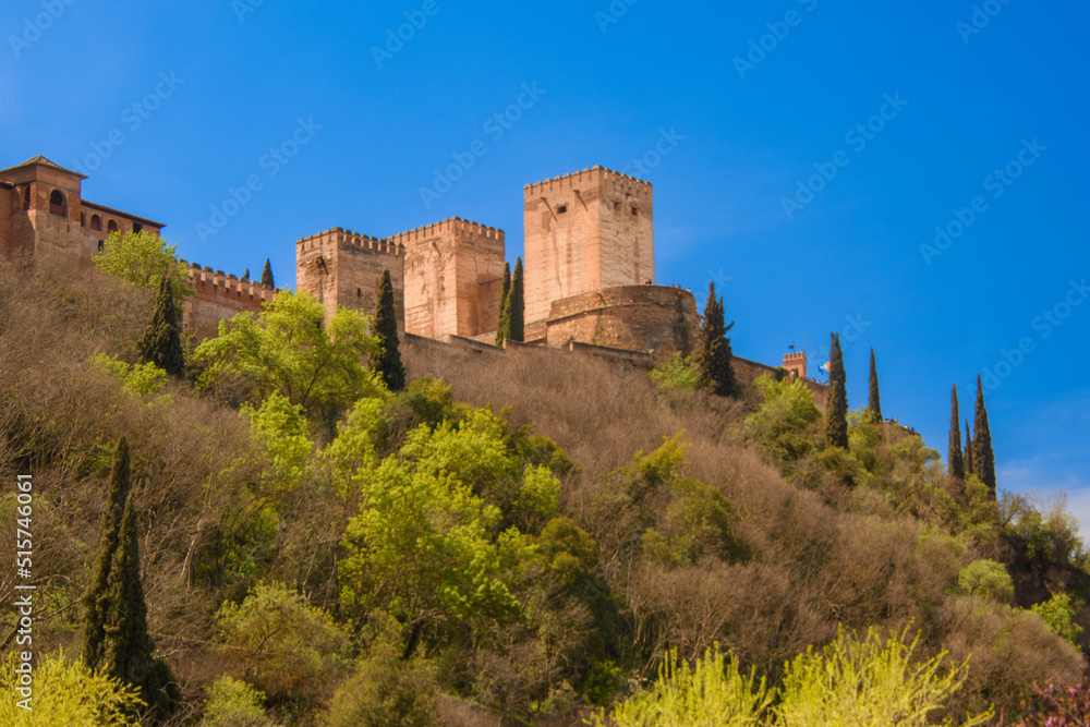 View of the Alhambra in Granada seen from the Albayzin district