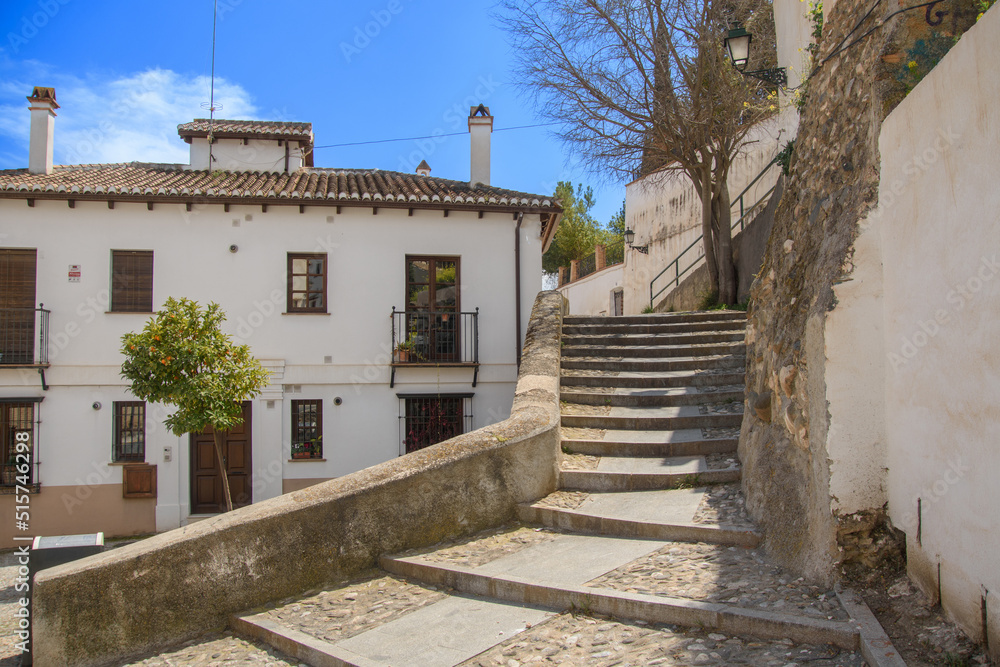 Architecutre of the Albaicin district of Granada in Andalusia, Spain
