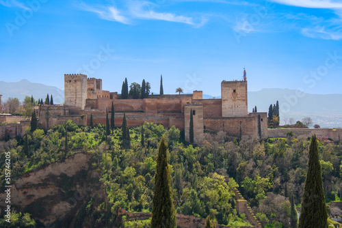 View of the Alhambra in Granada seen from the Albayzin district